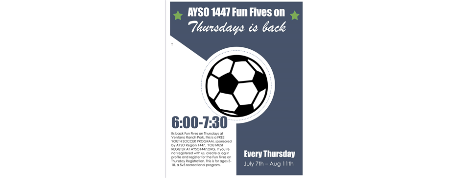 Fun Fives on Thursday Nights 7/7-8/11